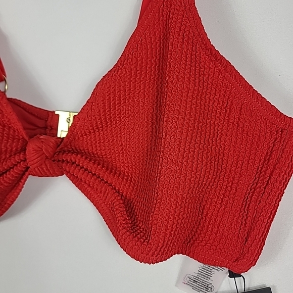 NWT South Beach Curve Knot Front Bikini Top Red Swimwear Sz US 16 - Picture 2 of 8